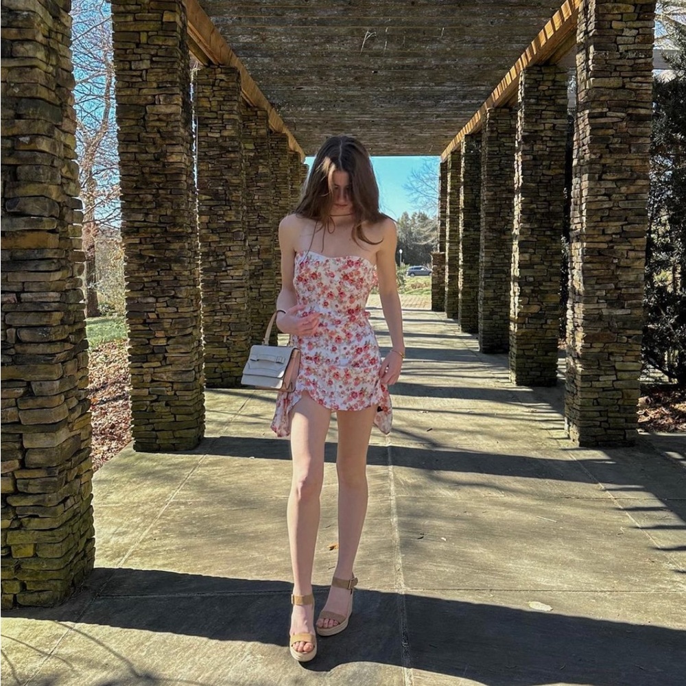 Strapless floral dress